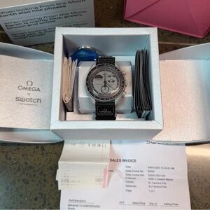 Swatch x Omega Moonwatch Collaboration Black and Silver Watch